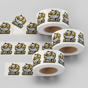 image shows labels on a roll