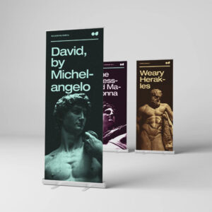 image shows standard roller banners