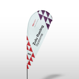 image shows teardrop flags