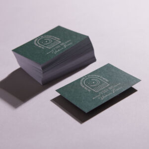 image shows uncoated business cards